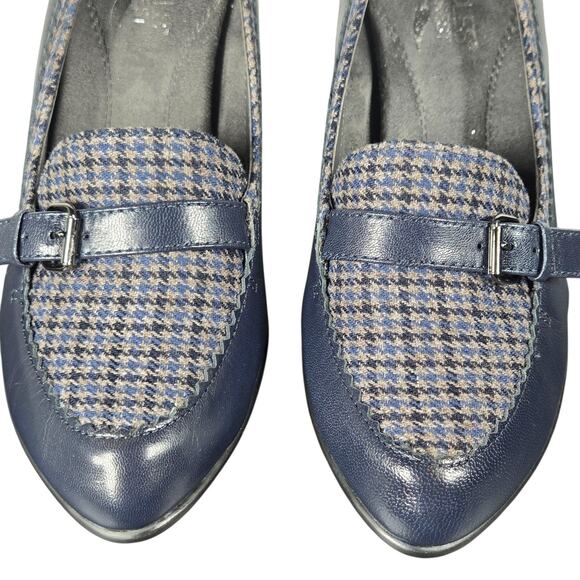 Aerosoles Pumps Women 7.5 Aperture Heels Navy Leather Houndstooth Office Dress - Picture 6 of 12